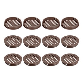 sourcing map 12Pcs 60mm/2.36" Circular Soffit Air Vents, Plastic Soffit Vent Cover, Round Mesh Hole Louver for Bathroom Kitchen Cabinet Wardrobe, Dark Brown