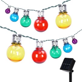 Afirst Solar String Lights Outdoor Waterproof, 15FT Multicolor Patio Lights