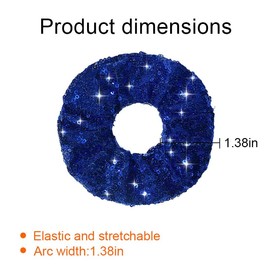 Navy Blue Scrunchies for Thick Thin Hair Ties for Girls Toddler Cheer Stuff for Kids Womens Blue Sequins Cheer Hair Pieces Ponytail Holders for Braids Glitter Rhinestone Cheerleader Scrunchie 2 Pcs