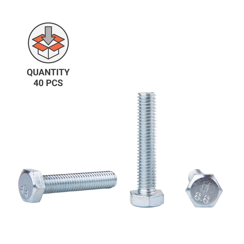 Pack of 40 DIN 933 Steel Hexagon Screws M8 x