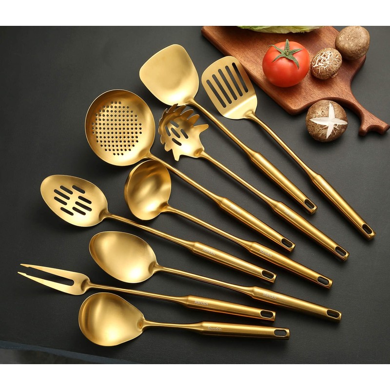 Gold Kitchen Utensils Set, Standcn 9 PCS 304 Stainless Steel