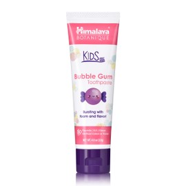 Himalaya Botanique Kids Toothpaste with Xylitol, Bubble Gum Flavor - Gentle Fluoride Free Toothpaste - Vegan, Gluten Free, SLS Free, No Artificial Flavors or Colors, 4 oz