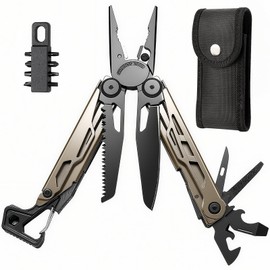 AROMUJOY 25 in 1 Multi-Tool, Multitool Werkzeug Edelstahl, Faltbares Multifunktionszange mit Messer, Säge, Flaschenöffner, Schraubendreher und mit Tragtasche für Camping Wandern Reparieren Outdoor