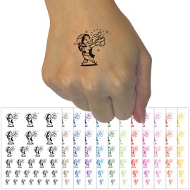 Proud Gardening Gardener Girl with Potted Plant Temporary Tattoo Water Resistant Fake Body Art Set Collection - Light Pink (One Sheet)