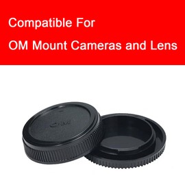 OM Camera Body Cap & Rear Lens Cover Compatible for Olympus OM Mount Cameras and Lens, for OM-1, OM-2, OM-3 Camera (2 Pack)
