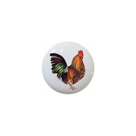 Bloucher Spur Rooster #295172 - Chickens Roosters Chicks Farm Coop - DECORATIVE Glossy CERAMIC Cupboard Cabinet PULLS Dresser Drawer KNOBS