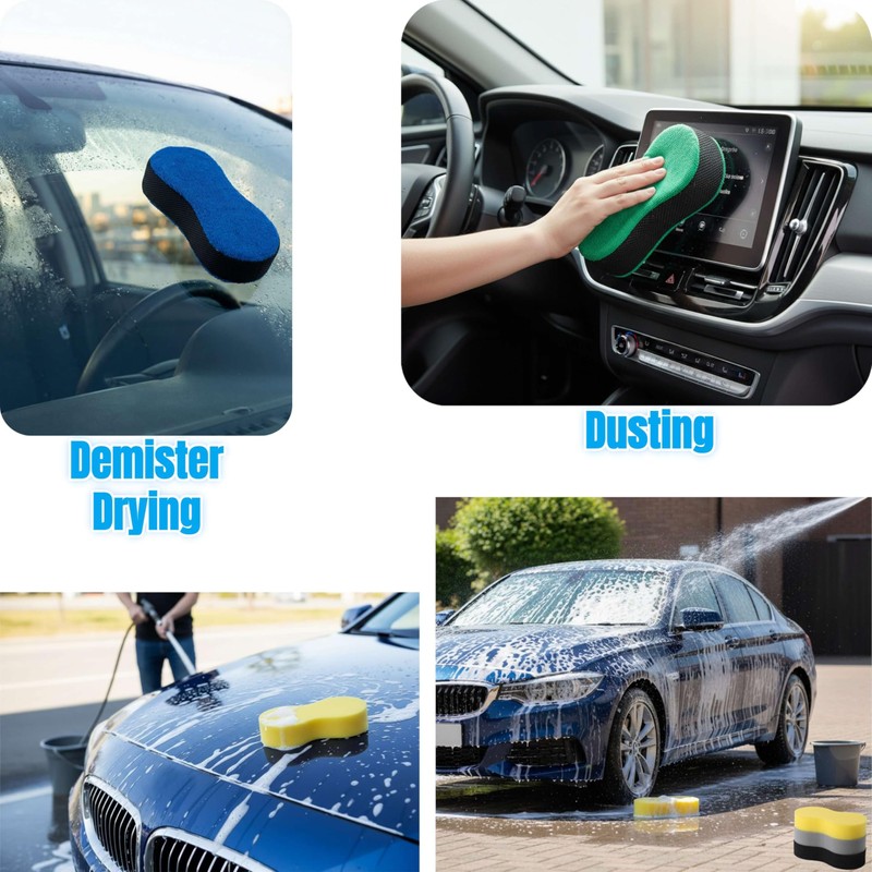 K-STH (5 Pack) Microfibre Car Cleaning Sponges & High-Density Car