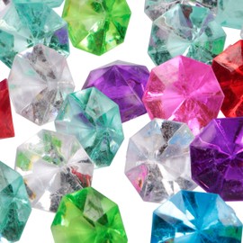 Big Fake Diamond Gems Decoration Scatter Crystals Party Wedding Table Shop Home Display Gems Faux Faceted Diamond Confetti Vase Filler Decoration 25 pcs (Multi Coloured)