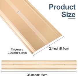 Jiekayi Aluminum Metal Door Threshold, Floor Transition Strip, 36'' L x 2.4'' W x 0.1'' H, Flat-Profile Threshold, Flooring Gaps Carpet Vinyl Wood, Stylish Doorway Transition Draft Protection (Gold)