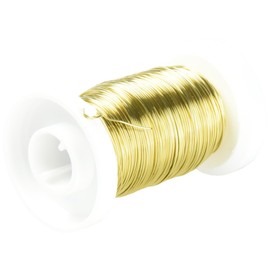 Glorex 6 2220 089, Brass Wire, 0.4 mm x 40 m on a Plastic Spool, Slightly Bendable, Ideal for Bouquets, Arrangements and other Florist Work