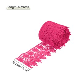 sourcing map 3 Inch Wide 5 Yard Lace Ribbon Floral Pattern Rose Red Embroidered Lace Trim Ribbon for Sewing Making, and DIY Crafts, Gift Wrapping, Wedding Decor