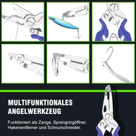 supregear Mini Fishing Pliers, Multifunctional Stainless Steel Tools with Snap Ring Opener, Hook Remover, Line Cutter, Sheath, Lanyard, Saltwater Resistant Fishing Accessories, Blue