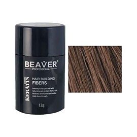 Beaver Hair Building Fibers – Instantly Conceal Thinning Hair & Bald Spots – Natural Keratin Hair Thickening Powder for Men & Women (12g - Medium Brown)