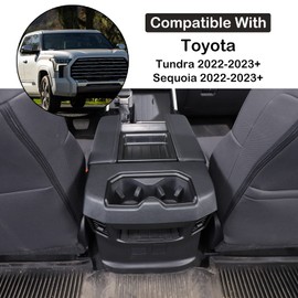 Aunginsy Car Rear Seat Central Armrest Cup Holder Cup Trim Frame Cover Compatible with Toyota Tundra/Sequoia 2022-2023 Back Center Console Cup Holder Decorative Sticker ABS Interior Truck Accessories