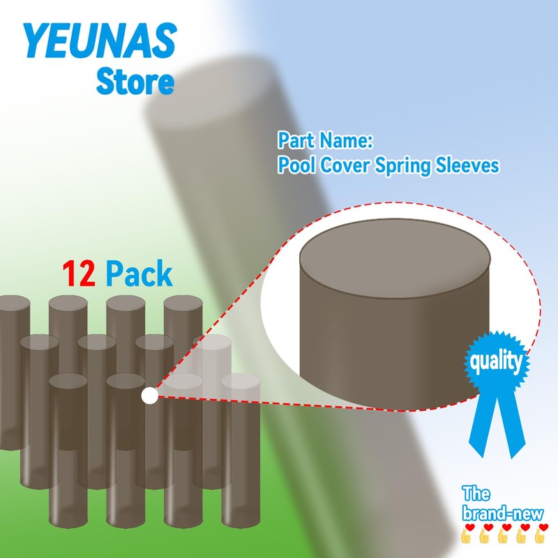 12-Pack Pool Safety Cover Spring Sleeves - Durable Replacement Protective