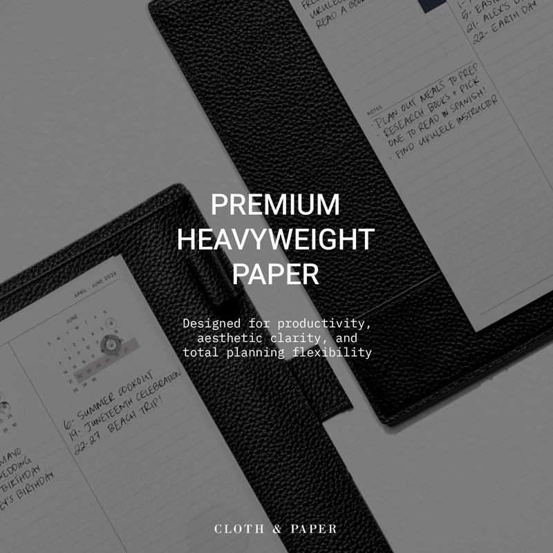 Cloth & Paper 2026 Year Overview Planner Inserts | HP