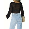 Womens Crochet Crop Top Long Sleeve See Through Hollow Out