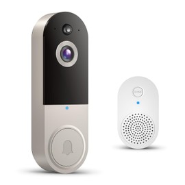 ClipBlur Wireless Wi-Fi Video Doorbell Camera with Night Vision, Two Way Audio, AI Motion Detection and Cloud Storage (Linen)
