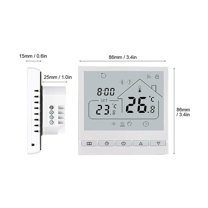 WiFi Smart Thermostat - 5+2 Programmable 16A Electric Heating, Tuya