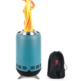 BiggerFire XL Tabletop Fire Pit | 12" Outdoor Blue Fire Pit | Stainless Steel Secondary Combustion Camping Stove Low Smoke Fueled by Pellets with Travel Bag for Camping Patio Bonfire,30.6x16.3cm