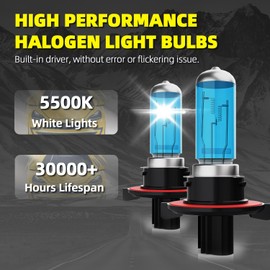 DMEPUGI Headlight Bulbs Fit For Ford Explorer 2006-2010, 9008 High Low Dual Beam 9145 Fog Lights Combo, Super Bright 5500K White Light High Performance Halogen Light Bulbs, 4PCS