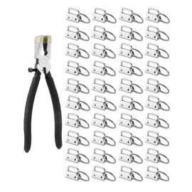 QWORK Pack of 40 Silver Lanyard Blanks with Key Ring and 1 Folding Pliers for 25 mm Wide Webbing