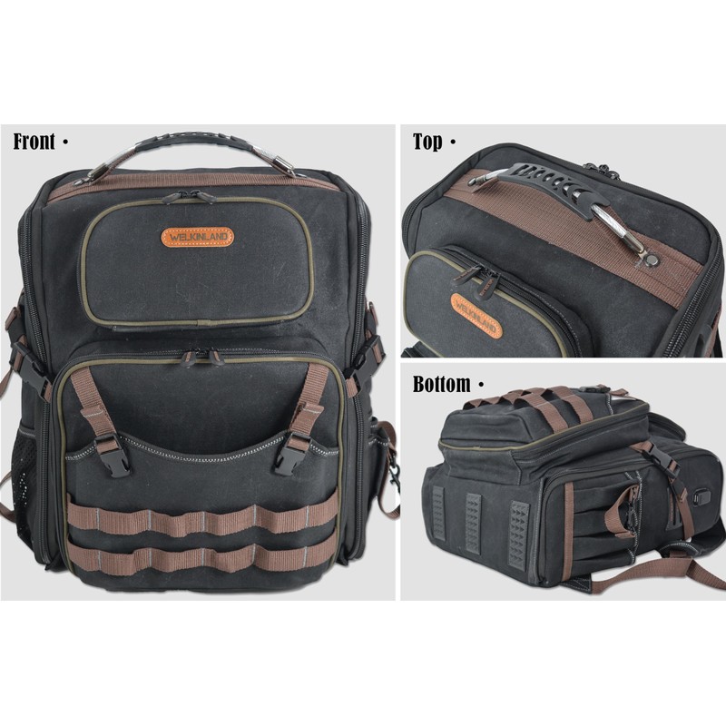 WELKINLAND Waxed-Canvas Tool Backpack - Heavy-Duty Electrician Backpack with HVAC