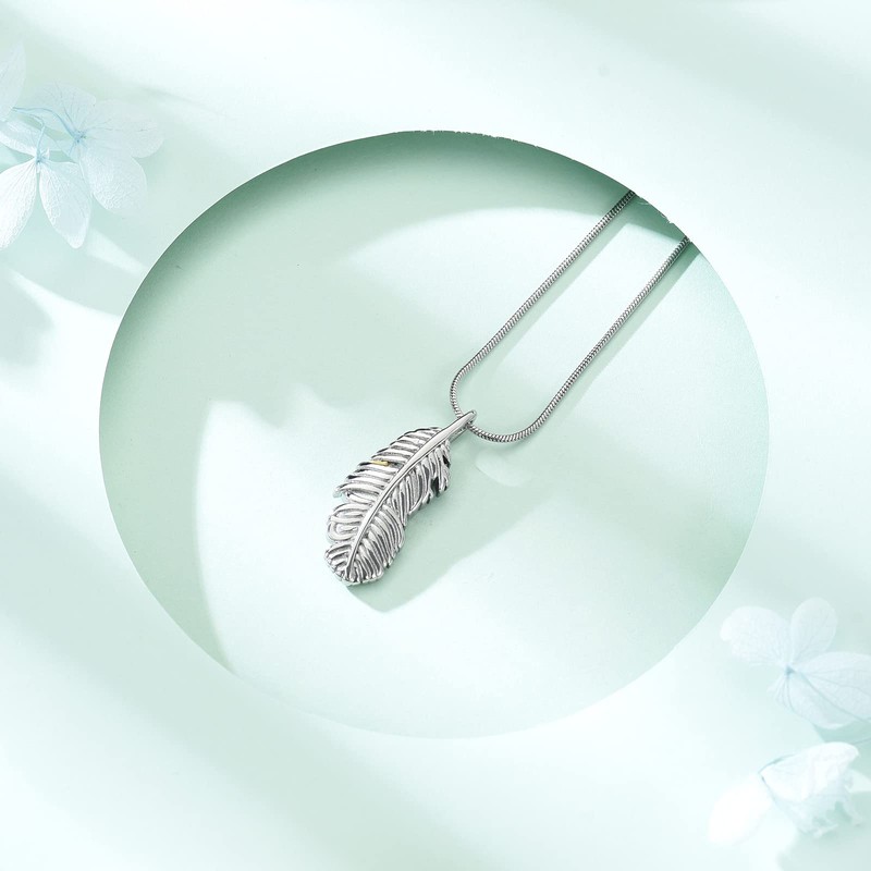 Cremation Jewelry Memorial Urn Necklace for Ashes Feathers Urn Pendant