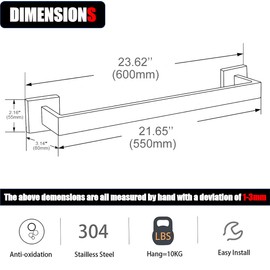 24 Inch Towel Bar 2 Pack for Bathroom 12/16/24/28/32/36 Inch Kitchen Towel Holder Matte Black Towel Rod Wall Mounted SUS304 Rustproof Towel Rack Modern Square Design (2, Matte Black, 24 Inch)