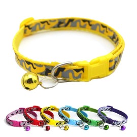 Doggie Style Store Small Dog Puppy Pet Collar Camo Camouflage Design with Bell Nylon Adjustable Size 19-32cm Yellow