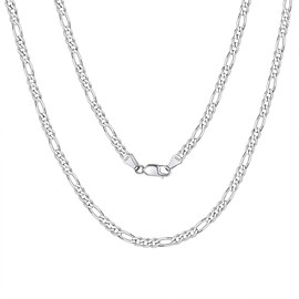 Bestyle Curb Chain Women's Men's Silver 925 Cuban Necklace Figaro Chain Width 3 mm / 5 mm Length 35 - 71 cm, Sterling Silver