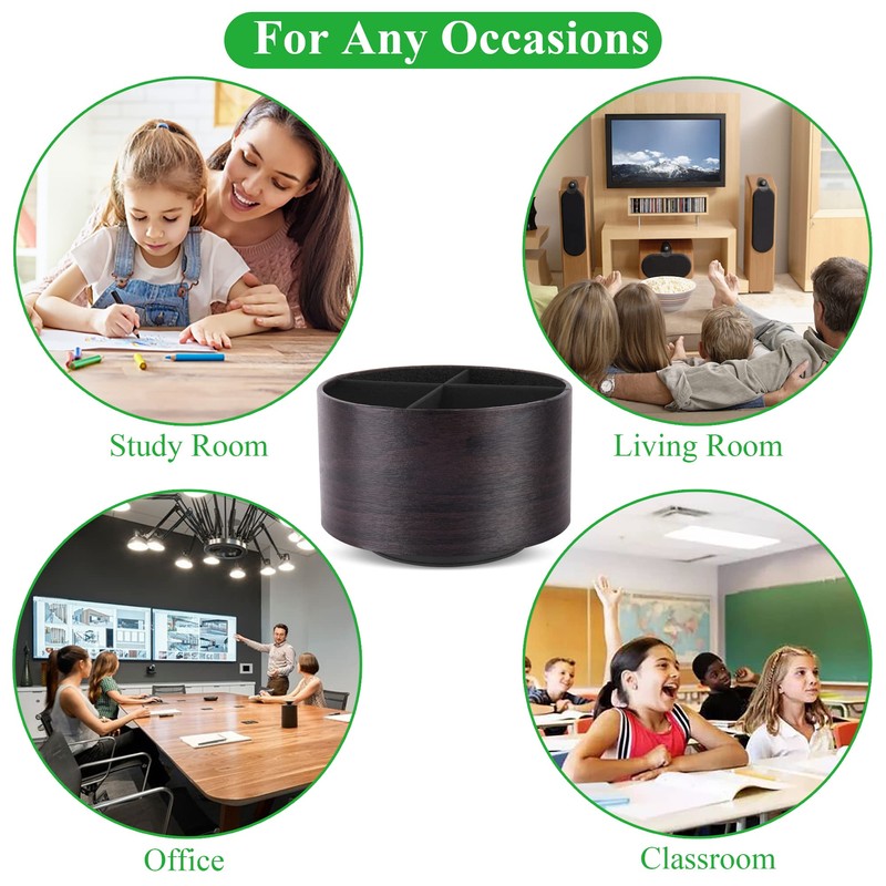 Czzmy Round Leather Art Supply Organizer,Remote Control Holder,360 Degree Spinning,Multi-Functional