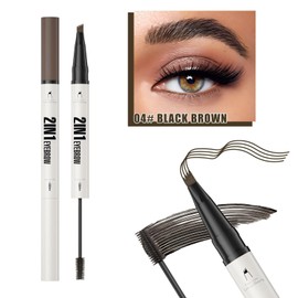 Magic Microblading Eyebrow Contouring Pencil 4-Fork-Tip Eyebrow Pencilwith Sealing Gel-Waterproof 3D Fine Stroke Brow Definer for All Skin Types