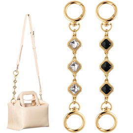 Jyukan Bag Extender Chain Purse Strap Extender with Rhinestone Purse Strap Replacement Wallet Extender Metal Chain for Handbags Decoration Charms Accessories 2Pcs(White, Black)