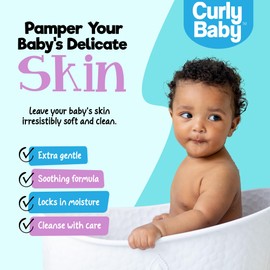 CurlyBaby Body Wash - Gentle Moisturizing Baby Wash for Sensitive Skin & Hair, Tear-Free, Dermatologist-Tested, Light Clean Scent, Cruelty-Free, Perfect for Newborns & Infants - 16 oz