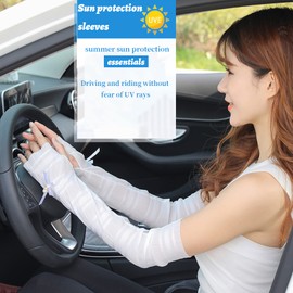 Tidyworm Women's Arm Cover, UV Protection, Long Fingerless, Cooling Gloves, Smartphone Compatible, Stylish, Thin, Summer Gloves, Sun Protection, UV Protection, Bicycle, Driving, Commuting to Work, A