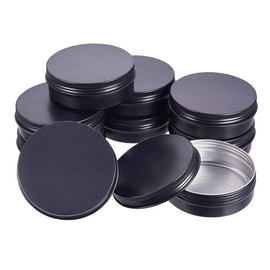 BENECREAT 12PCS 100ml Aluminum Tin Jars, Round Aluminum Tin Cans Cosmetic Containers with Screw Cap Lid for DIY Crafts Travel Storage-Black
