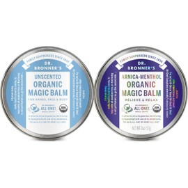 Dr. Bronner's Kit de Bálsamos Corporales Sin Aroma + Árnica Mentol Hidrata, protege y ayuda a aliviar músculos y articulaciones Ingredientes orgánicos, 2 x 57 g