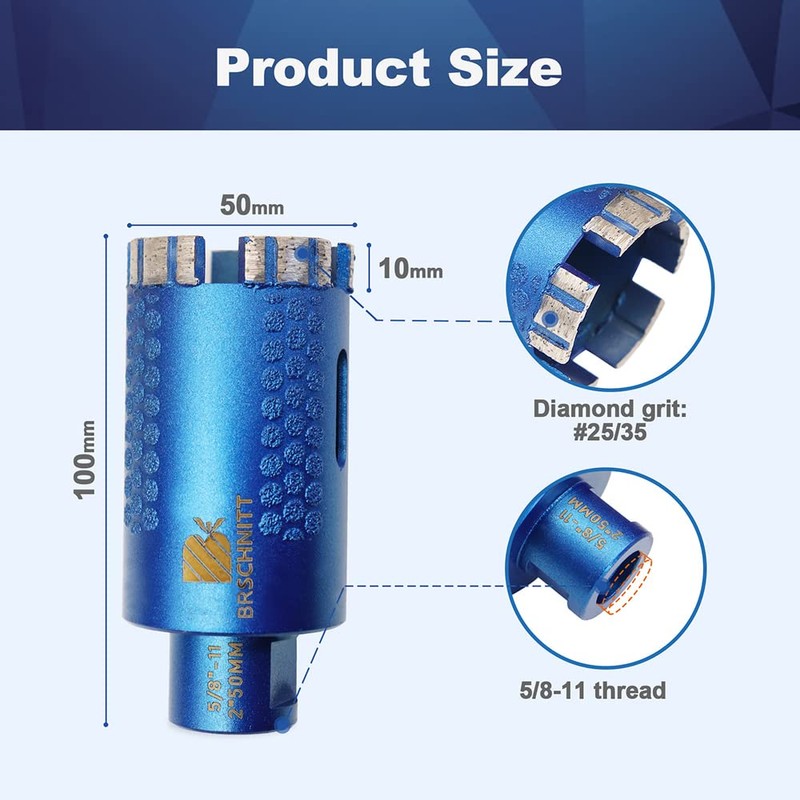Diamond Core Drill Bit,BRSCHNITT 2 Inch Laser Welded Diamond Hole