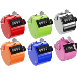 LxcshLjx 6 Color Handheld Tally Counter, 4 Digit Number Mechanical Palm Clicker Counter, Hand Held Pitch Count Clickers, Event Manual Counting Score for Lap, Sport Row, Coach, School Stadium, Office