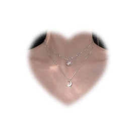 Andiyace Layered Crystal Moon Necklace Rhinestone Northstar Necklace Chain Crescent Moon Pendant Necklace Choker Silver Lace Chain Necklace Crystal Star Necklace Jewelry for Women