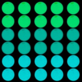 Isslly 30PCS Quartz Ball, 6 mm Glow Quartz Banger Beads, Clear Glass Pearl Beads, Round Bottom Bubble Beads Decorative Accessories for Jewelry Making, Crafts (Luminous Blue-Green, Blue, Green)