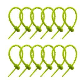 Silicone Cord Ties 7.28 Inches - Zip Cable Ties Reusable - Silicone Cable Ties Organizer for Electrical, Charging Cords - Cord Keepers for Cables in Home, Office, Kitchen, School, 12 Pcs