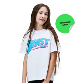 MrBeast Graphic Tee for Kids, Custom Relaxed Logo Design Crew Neck Kids T-shirt, Compact Finish 190 GSM Girls and Boys Cotton T-shirt