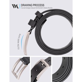 WOLFANT Mens Leather Belt,100% Italian Full Grain Real Solid Leather, Black, Waist 39"-40" (Length47")