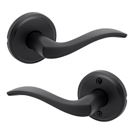 Weiser Sedona Matte Black Door Handle, Reversible Passage Lever, Interior Door Handles for Hall and Closet Door, Non-Locking Hall/Closet Door Handles, Transitional Home Décor