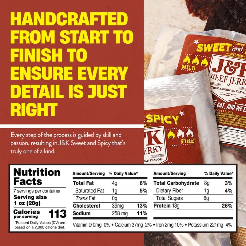J&K Jerky Sweet and Spicy Beef Jerky - Hand Crafted