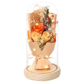 Vesbobo Preserved Flowers Bouquet, Flowers for Delivery Prime Gifts, for Her, Mom, Wife Suitable for Birthday, Mother’s Day, Anniversary, Christmas, Wedding. Flowers for Decoration(Orange/Yellow)