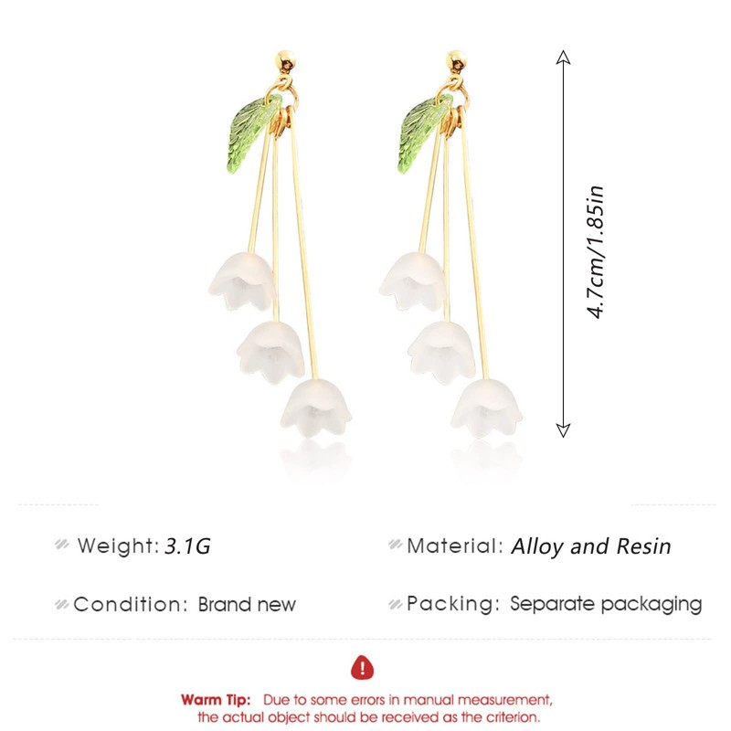 Zeshimb Acrylic Flower Dangle Earrings White Resin Floral Drop Statement