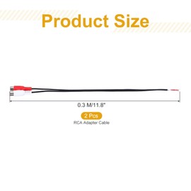 sourcing map 12 Inch Flat Red/White RCA 2-Female Plug Jack Connector Adapter to Bare Wire Open End Audio Video RCA Cable for Amplifier Speaker Wire Pack of 2